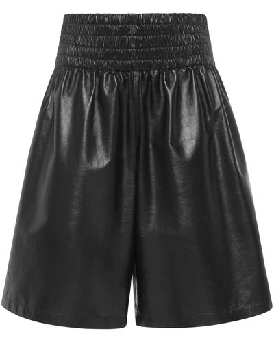 Bottega Veneta Leather Shorts - Black
