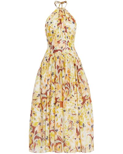 Rosie Assoulin Halt(er) In The Name Of Love Cotton Midi Dress - Multicolor