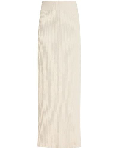 Totême Cotton-blend Ribbed Bouclé-knit Midi Skirt - White