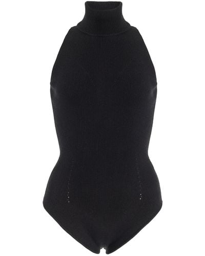 Brandon Maxwell Silk-cashmere Knit Bodysuit - Black