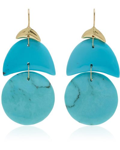 Ten Thousand Things Small Arp 18k Yellow Gold Turquoise Earrings - Blue