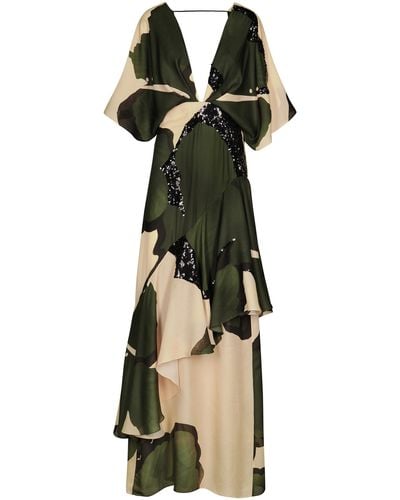 Johanna Ortiz Tesoro Escondido Embellished Silk Maxi Dress - Green