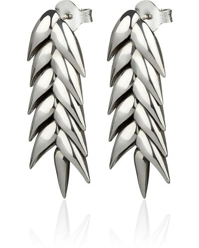 Bevza Spikelet Short Silver Earrings - Metallic