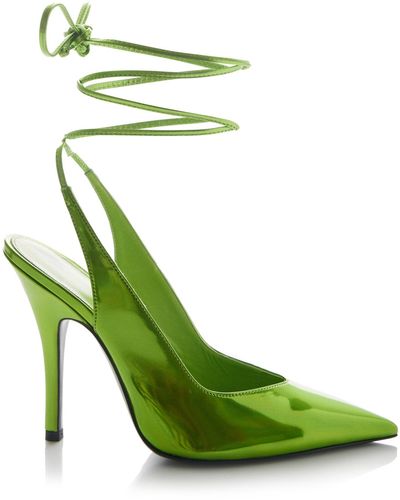 The Attico Venus Patent Slingback Court Shoes - Green
