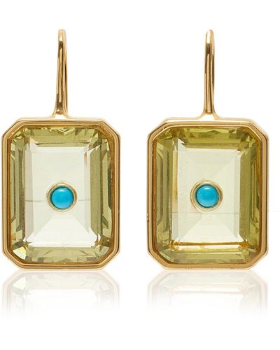 Lizzie Fortunato Tile Turquoise, Crystal Gold-plated Earrings - Metallic