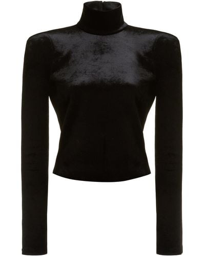 Balenciaga Velvet Turtleneck Bodysuit - Black