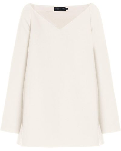 Brandon Maxwell The Zayna Off-the-shoulder Wool-silk Mini Dress - White