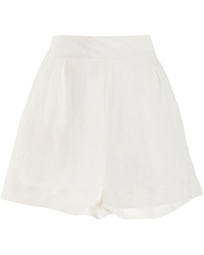 Anemos The High-waisted Linen-blend Short Shorts - White