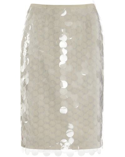 16Arlington Delta Sequined Satin Midi Skirt - White