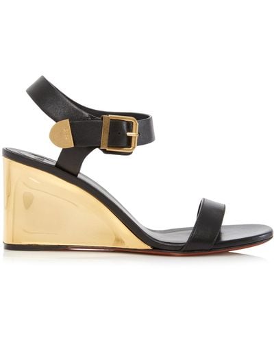 Chloé Rebecca Leather Wedge Sandals - Metallic