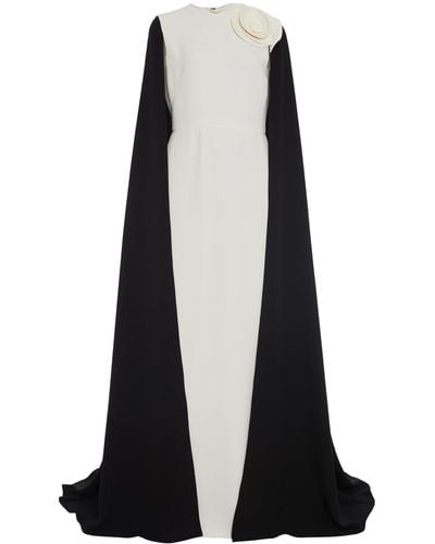 Valentino Garavani Cape-detailed Silk Gown - Black