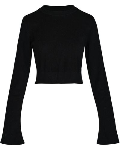 Johanna Ortiz Flare Sleeve Cotton Crop Top - Black