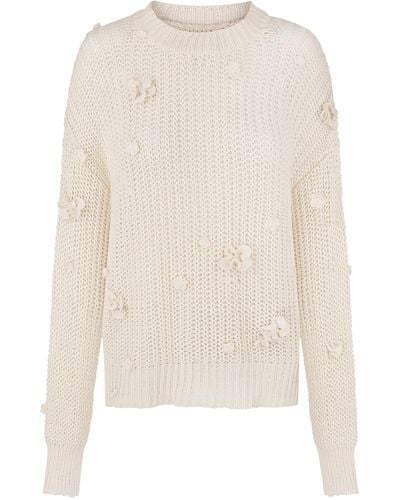 Anna October Shelly Flower-embellished Organic Cotton Sweater - White