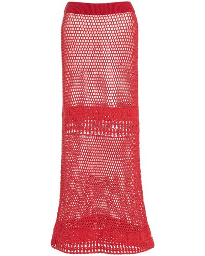 All That Remains Grace Crocheted Cotton Maxi Skirt - Red