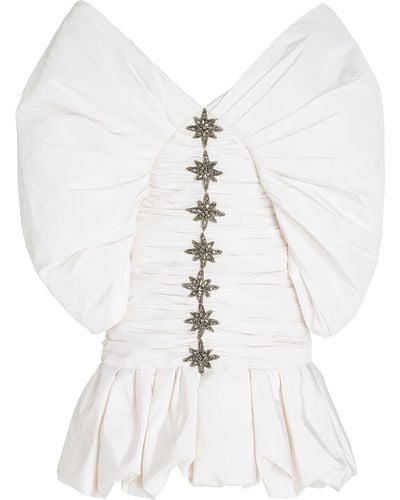 Aliétte Ruched Silk Faille Off-the-shoulder Mini Dress - White