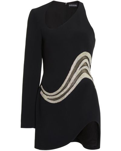 David Koma Asymmetric Crystal Cady Mini Dress - Black