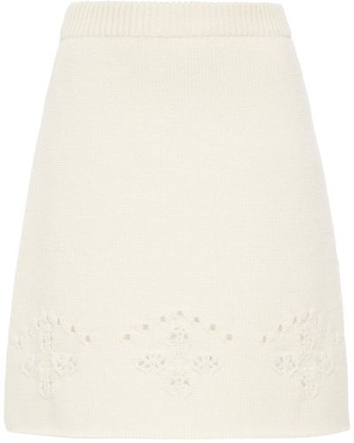 Chloé Pointelle-knit Wool Mini Skirt - White