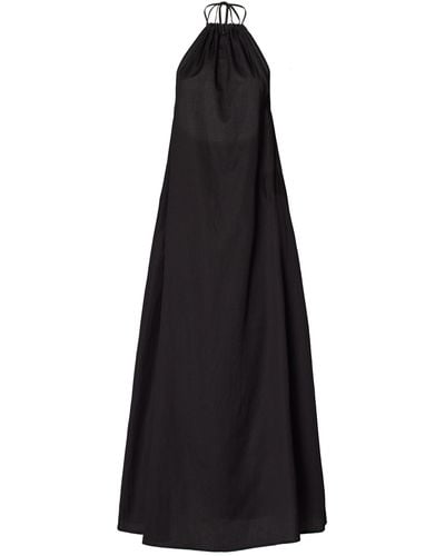 Leset Celia Cotton Halter Maxi Dress - Black