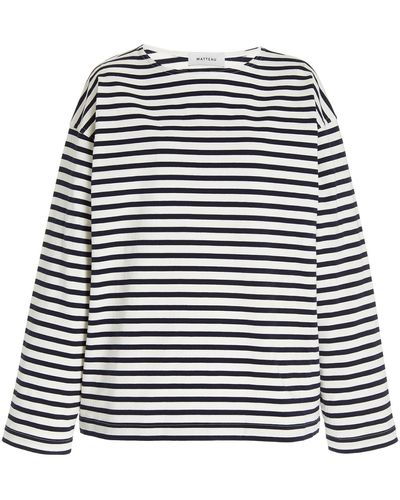 Matteau Breton-striped Cotton T-shirt - Blue