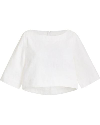 Posse Exclusive Shay Linen Crop Top - White