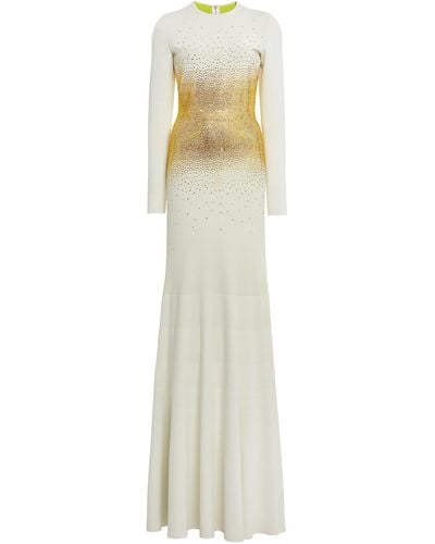 Elie Saab Crystal-embellished Maxi Dress - White