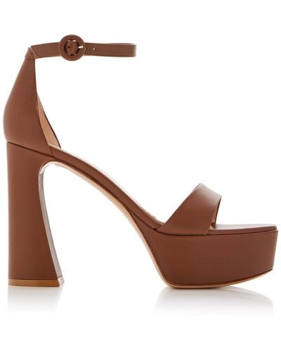 Gianvito Rossi Holly Leather Platform Sandals - Brown