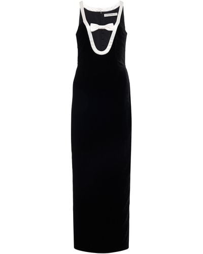Alessandra Rich Bow-detailed Velvet Maxi Dress - Black