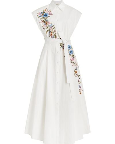 Adam Lippes Dejeuner Embroidered Cotton Poplin Maxi Dress - White