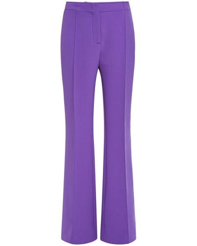 Victoria Beckham Crepe Flared Trousers - Purple