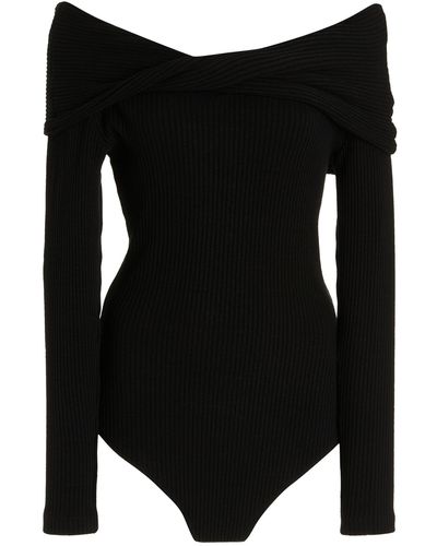 Mara Hoffman Amanza Off-the-shoulder Cotton-blend Bodysuit - Black