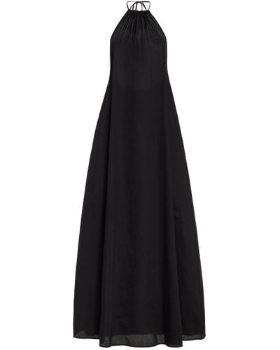 Leset Yoko Cotton Maxi Halter Dress - Black