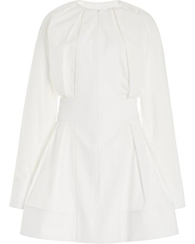 Proenza Schouler Pleated Eco-cotton Poplin Mini Dress - White
