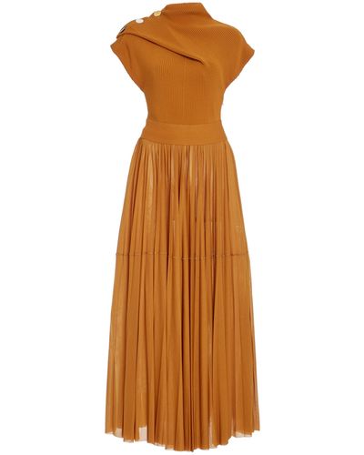 Proenza Schouler Ribbed-knit And Jersey Maxi Dress - Orange