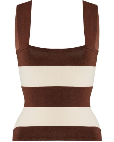 Posse Theo Square Neck Jersey Tank Top - Brown