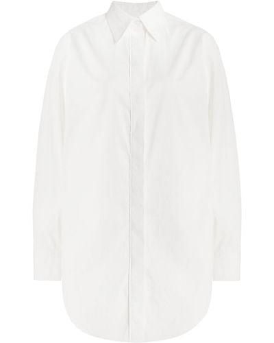 Brandon Maxwell The Mira Split Back Cotton Shirt - White