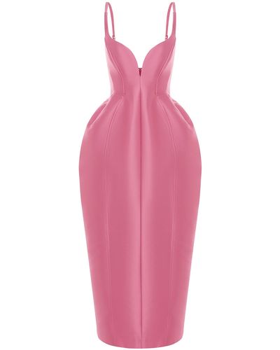 ALÉMAIS Priscilla Sculpted Taffeta Midi Dress - Pink