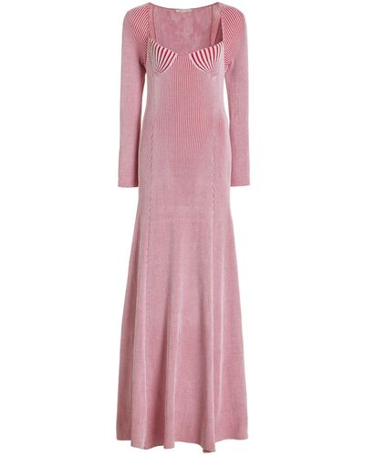 Bevza Seashell Knit Maxi Dress - Pink