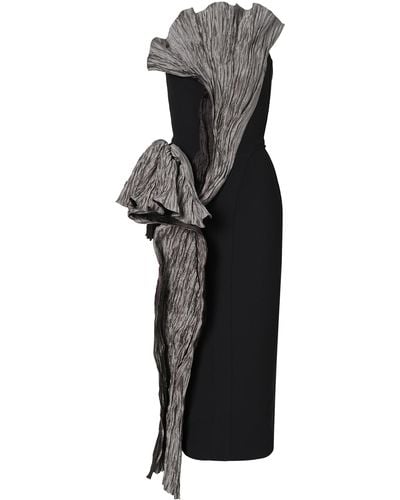 Maticevski Waller Midi Dress With Pleated Drape Detail - Black