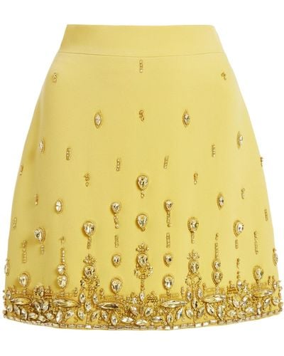 Zuhair Murad Crystal-embellished Cady Mini Skirt - Yellow