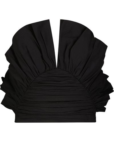 Mara Hoffman Vivi Sculptural Ruffle Cotton Top - Black