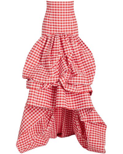Rosie Assoulin Gathered Bubble Gingham Cotton High-low Skirt