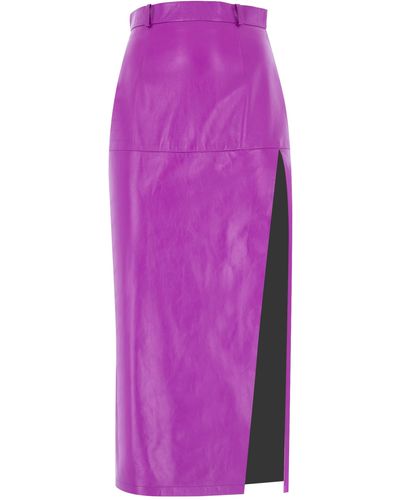 Zeynep Arcay Slit-front Leather Midi Skirt - Pink