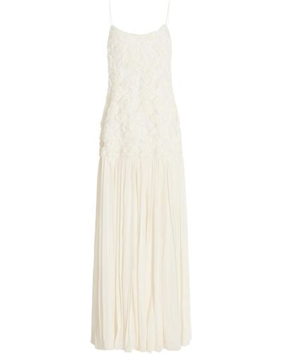 Alexis Natalina Rosette-detailed Chiffon Maxi Dress - White