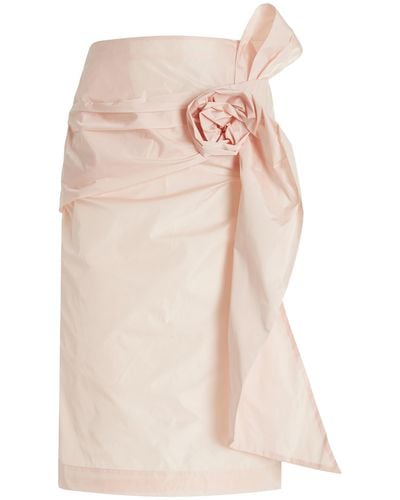 Simone Rocha Rose-detailed Taffeta Midi Skirt - Pink