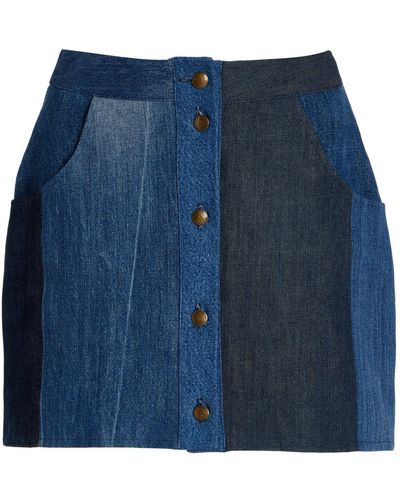 E.L.V. Denim The Stripe Mini Skirt - Blue
