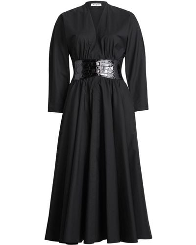 Alaïa Belted Cotton Midi Dress - Black