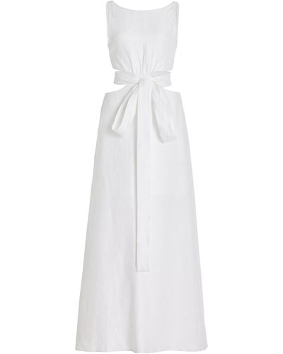 Bondi Born Comino Cutout Organic Linen Maxi Dress - White