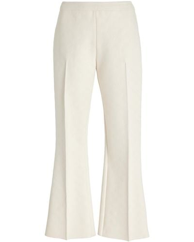 High Sport Kick Stretch-cotton Knit Cropped Flared Pants - White