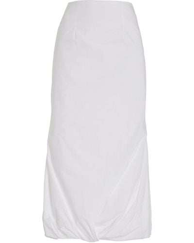 16Arlington Liore Draped Cotton Midi Skirt - White