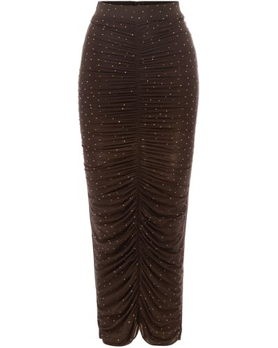 Alex Perry Haisley Crystal Stretch-jersey Midi Skirt - Brown